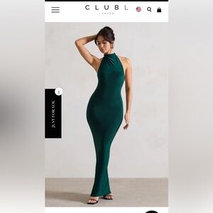 Club London -Larisa Bottle Dark Green Size 6 - Cowl Halter Neck- Back Detail